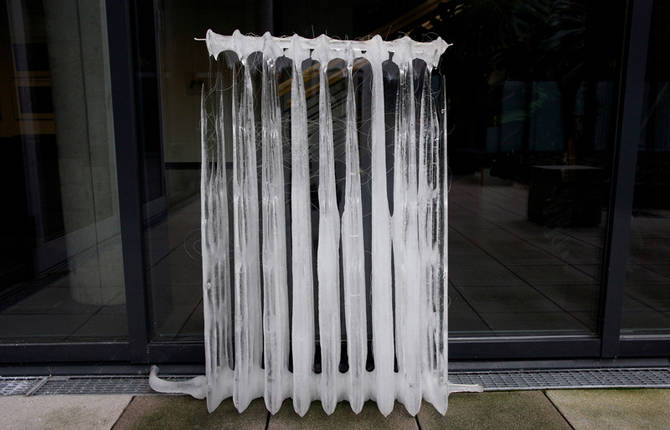 Ice Sculptures of Radiators Left To Melt