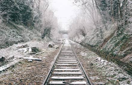 Beautiful Railway In The Snow