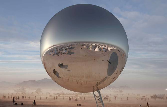 Huge Mirrored Sphere at the Burning Man