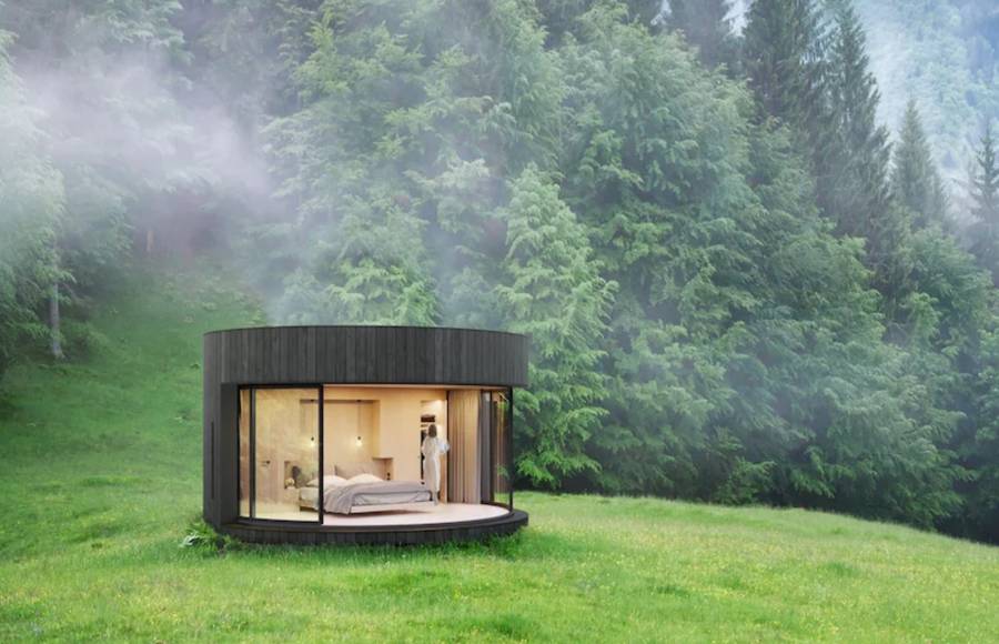 Fantastic Curved Cabin into Nature