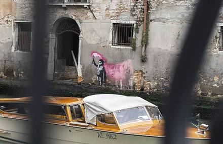 Bansky Hides One of His Artworks among Street Vendors in Venice