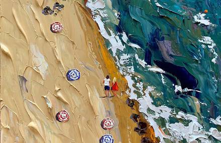 Summer Beach Knife Oil Paintings by Alena Shymchonak