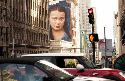 A Huge Portrait of Greta Thunberg in San Francisco