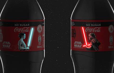 Luminous Star-Wars Lightsabers on Coca-Cola Bottles