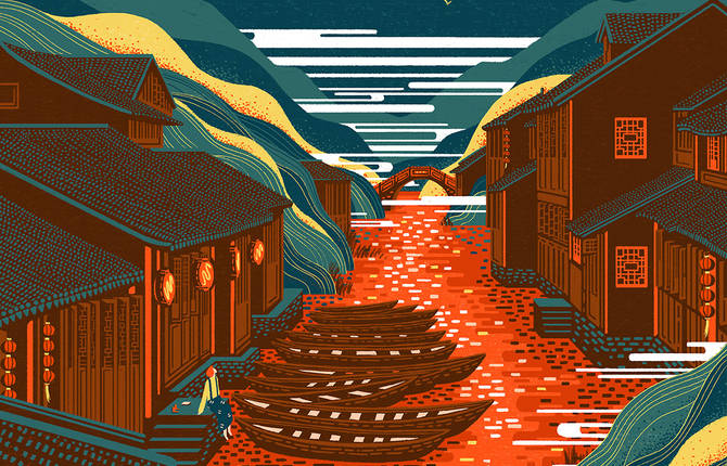 Beautiful Illustrations of Ancient Towns in China