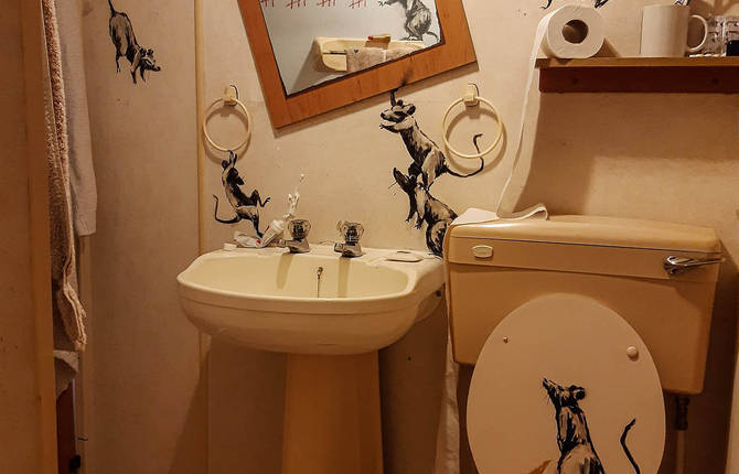 Banksy Transforms His Bathroom Into an Art Work During Quarantine