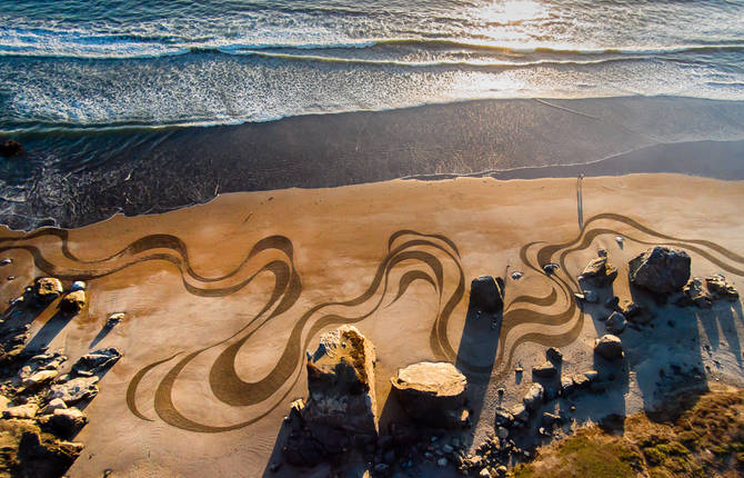 Sand Art on Californian Beaches