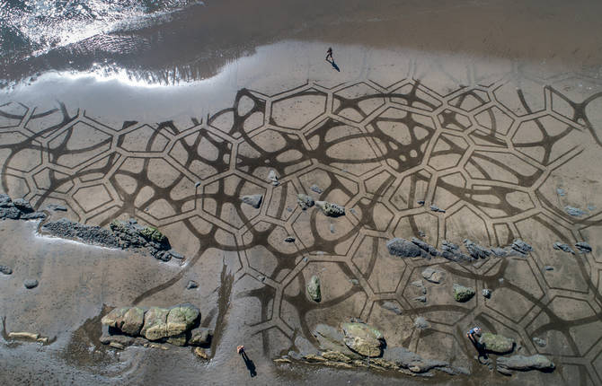 Sand Art on Californian Beaches