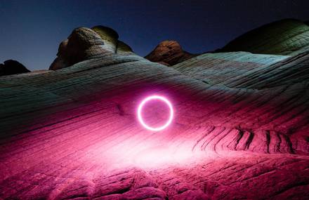 Unique Scenes of drones Illuminating Night Landscapes