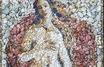 Land Art Created With Colored Pebbles
