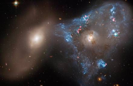 Colliding Galaxies Create a Space Triangle