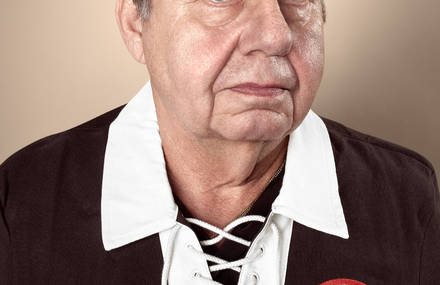 Portraits of old football fans