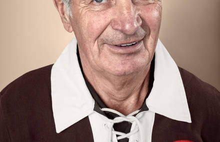 Portraits of old football fans