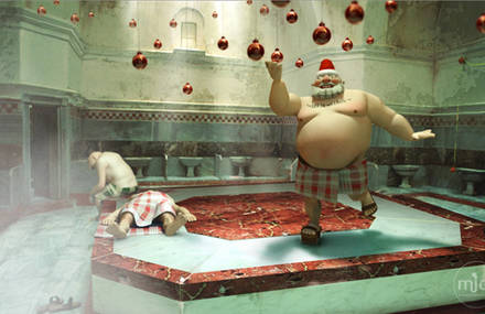‘Santa Claus + Turkish Bath’ an animated card from studio Mica
