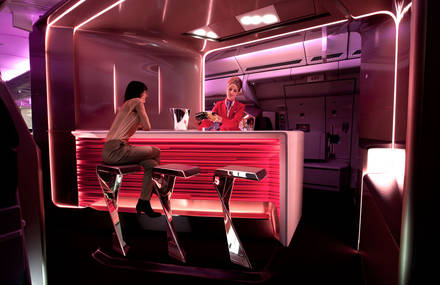 Virgin Atlantic Airways  Upper Class suite bar conçu en collaboration avec VW+BS studio