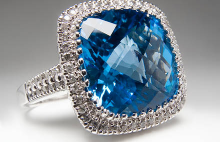 Blue Topaz & Diamond Cocktail Ring