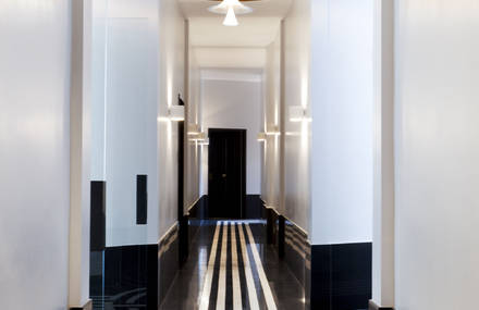 Black and white parisian residential building