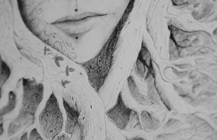 Drawing pen on wall