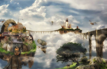 Photo manipulation of real objects that become a composition similar to painting