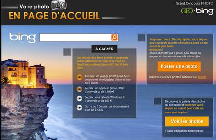 Concours : Bing et GEO à la recherche du futur cliché star de votre région