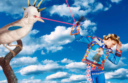 Surrealist collage for a fashion collection inspired by a funny cemetery
