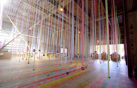 An Installation of Colorful Masking Tape