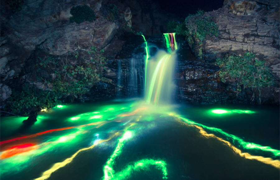 Neon Waterfalls in Long Exposure