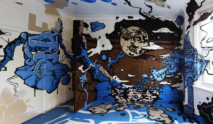 Street Art Explodes Inside a London Room6