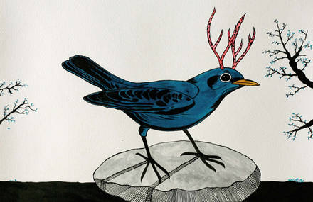 Birds with horns