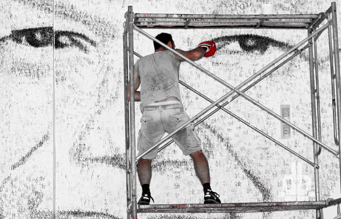 Nelson Mandela Portrait from 27 000 punches