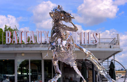 Giant Chrome T-Rex in Paris
