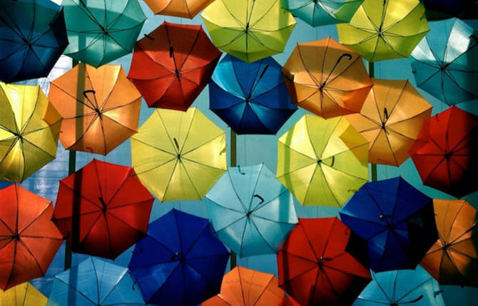 Colorful Umbrellas in Portugal