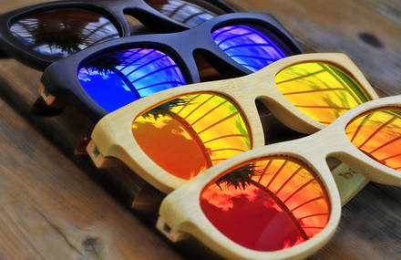 Lunettes de soleil en bambou.