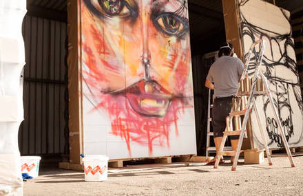 Graffiti / Street Art Meets Wine – David Choe Paints Wine Labels on 672 Wood Wine Crates
