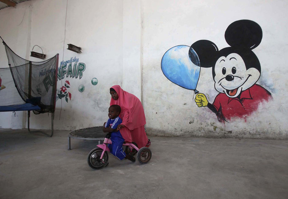 Children play at a guest hotel in Mogadishu