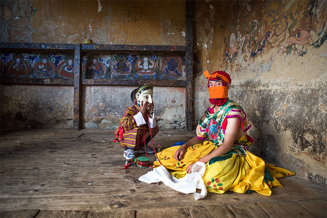 9-Bhutanese masked dancer and boyJoyce Le Mesurier