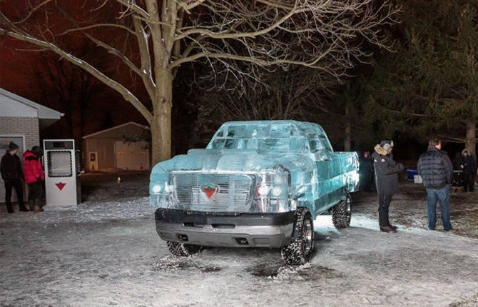 Driveable Truck made of Ice