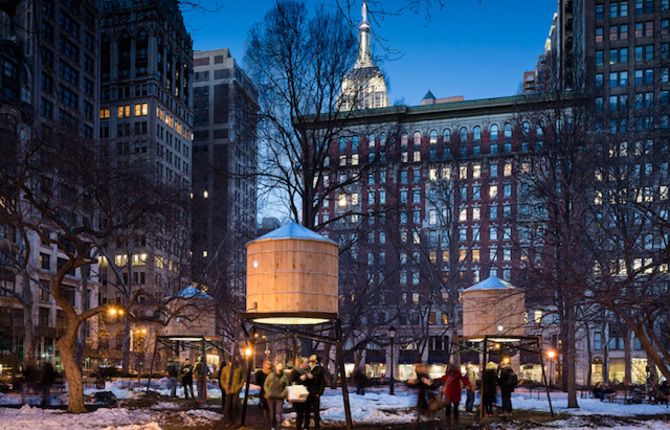 Infinite Neons in NYC Water Tower Sculptures