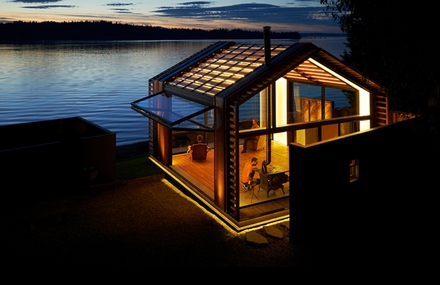 Illuminated Waterfront Cabin