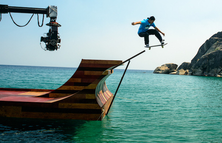 Floating Skate Ramp in Lake Tahoe