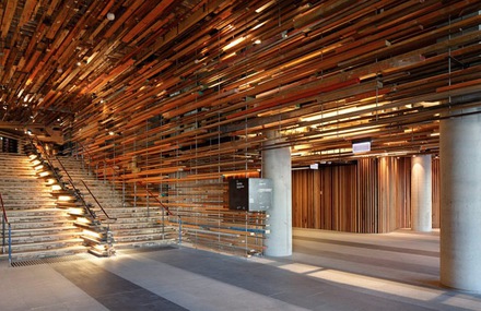 2000 Flying Pieces of Wood Suspended Building