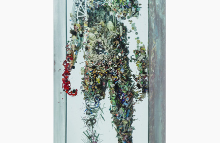 3D Collages Encased in Layers of Glass