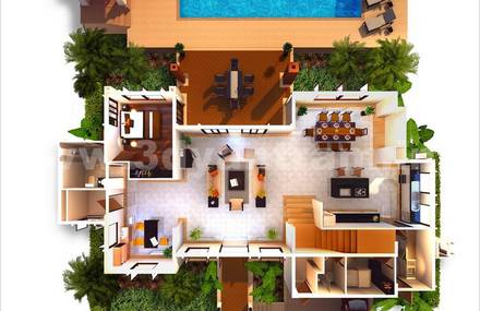 3D Home Site Plan Spain