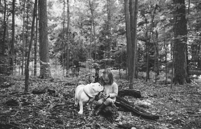 Friendship Between a Young Girl and a Dog