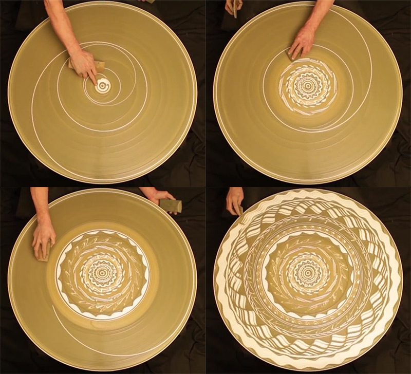 Mosaic of Patterns Drawn on a Potters Wheel 5