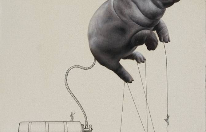 Lively Illustrations of Tiny Men Coloring Animals