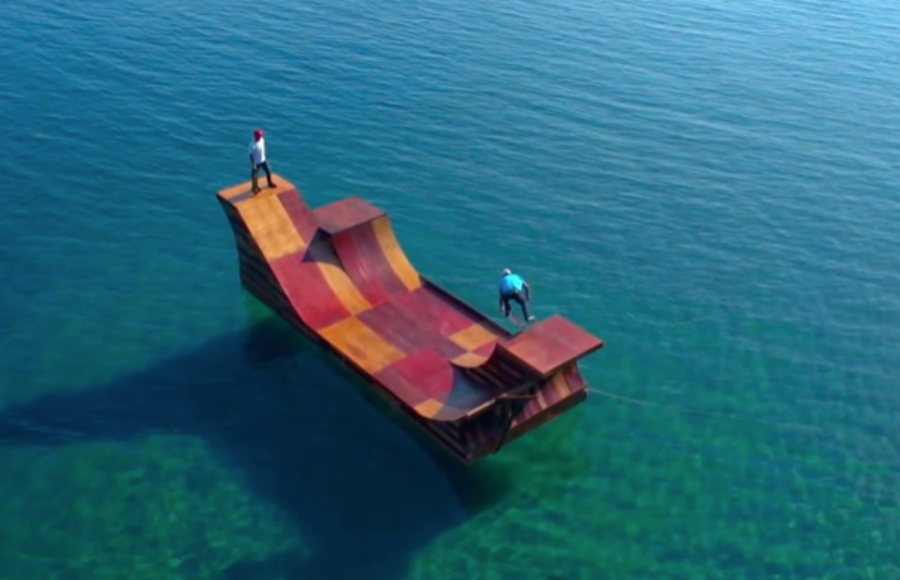 Floating Skate Ramp in Lake Tahoe