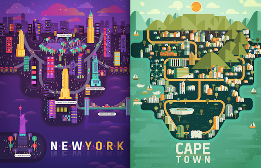 Colorful Illustrations of Cities