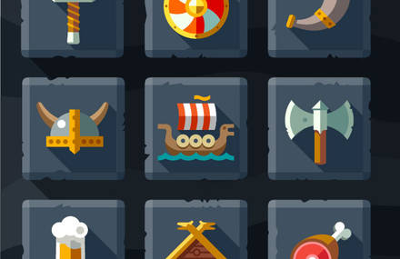 Illustrations and icon sets in flat style