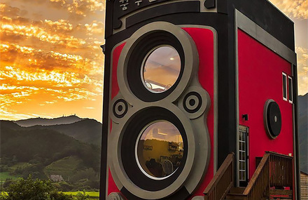 A Coffee Shop In A Giant Rolleiflex Camera